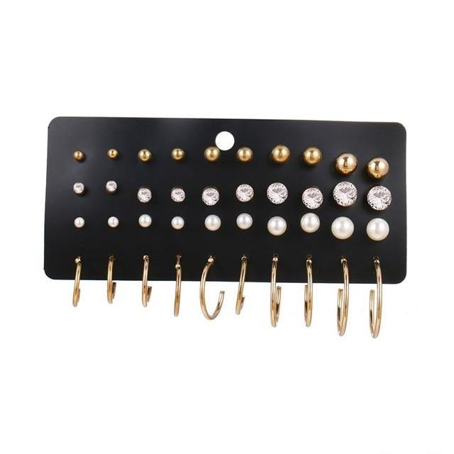 FNIO Women's Earrings Set Pearl Earrings For Women Bohemian Fashion Jewelry 2020 Geometric Crystal Heart Stud Earrings - Allofbeauty