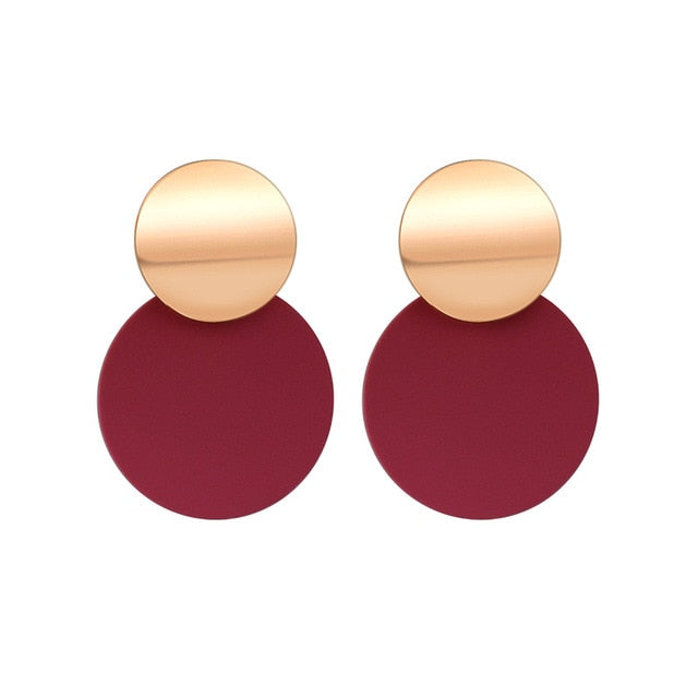 POXAM New Korean Statement Round Earrings For Women Geometric Gold Shell Fluff Dangle Drop Earrings Brincos 2020 Fashion Jewelry - Allofbeauty