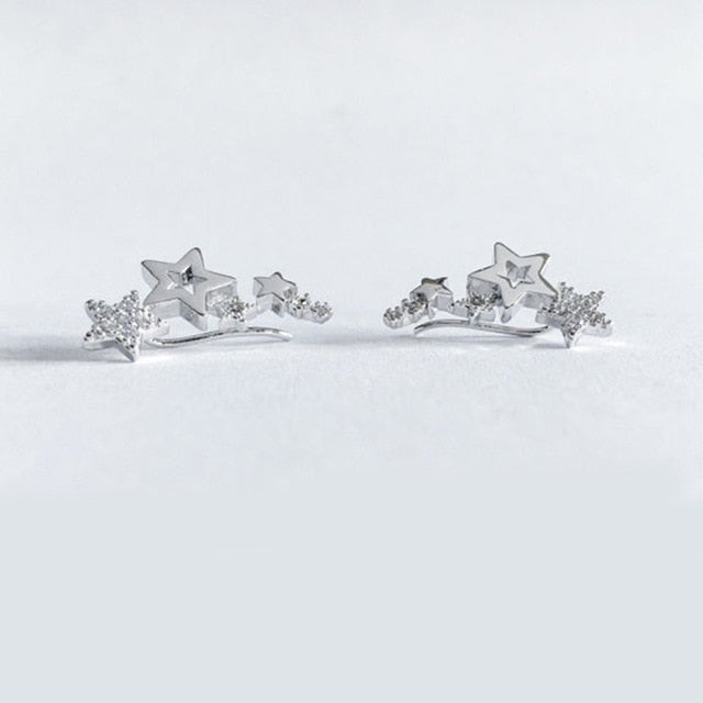 Huitan Hot Selling Simple Stylish Star Women Drop Earrings Shiny White Zircon Exquisite Versatile Female Earring Fashion Jewelry - Allofbeauty